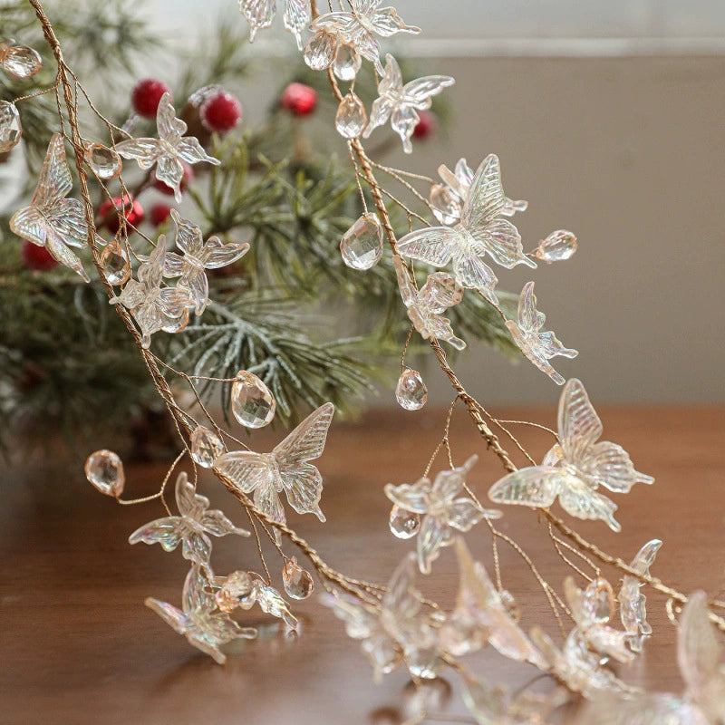 Christmas Crystal Garland Decor, Transparent Beaded Hanging Ornaments for Trees, Wreaths & Vines, 4 Styles, Bulk Wholesale Options