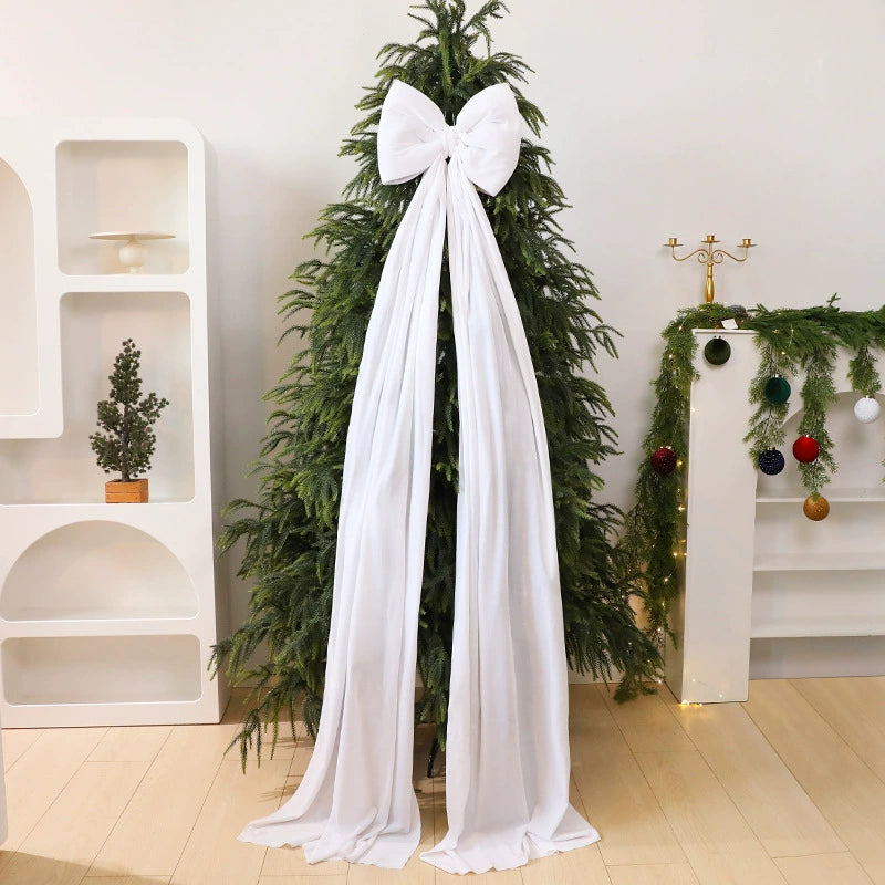 Extra Large Velvet Christmas Bow, 79" Long Wine Red Ribbon Decor, Luxury Tree Topper & Holiday Decoration for Home, Wedding, Events