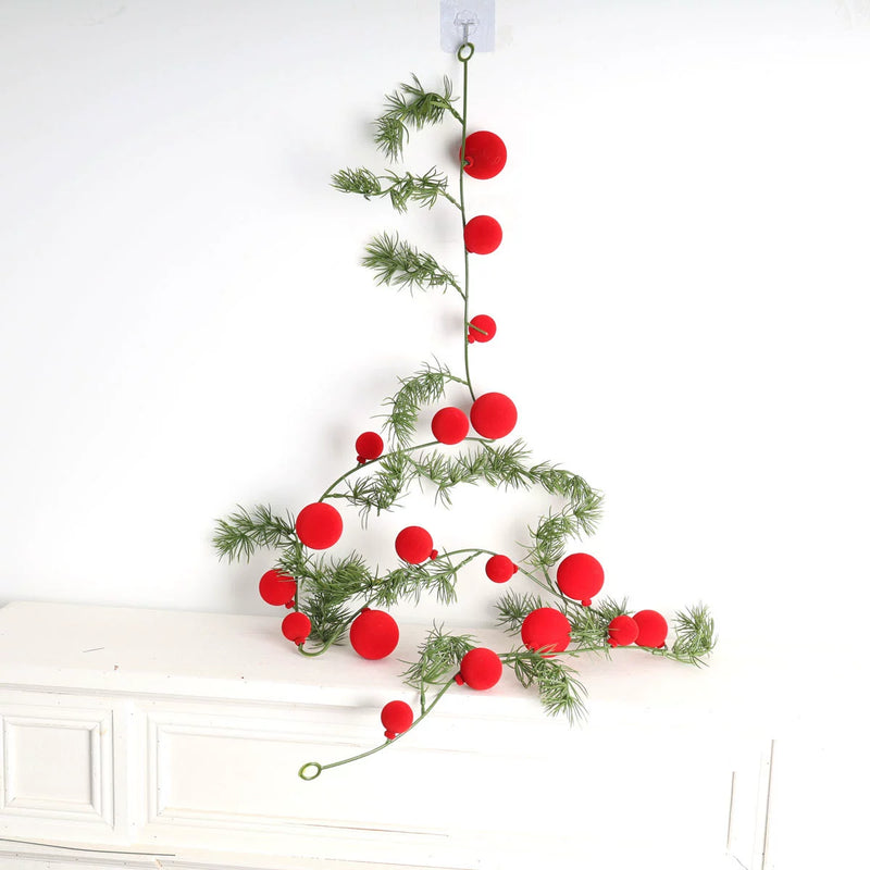 Set of 2 Artificial Pine Garland with Red Berries, 71" Christmas Decor for Fireplace, Windows & Holiday Ambiance