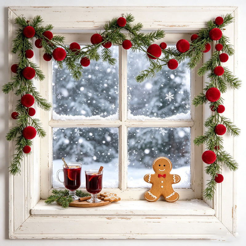 Set of 2 Artificial Pine Garland with Red Berries, 71" Christmas Decor for Fireplace, Windows & Holiday Ambiance