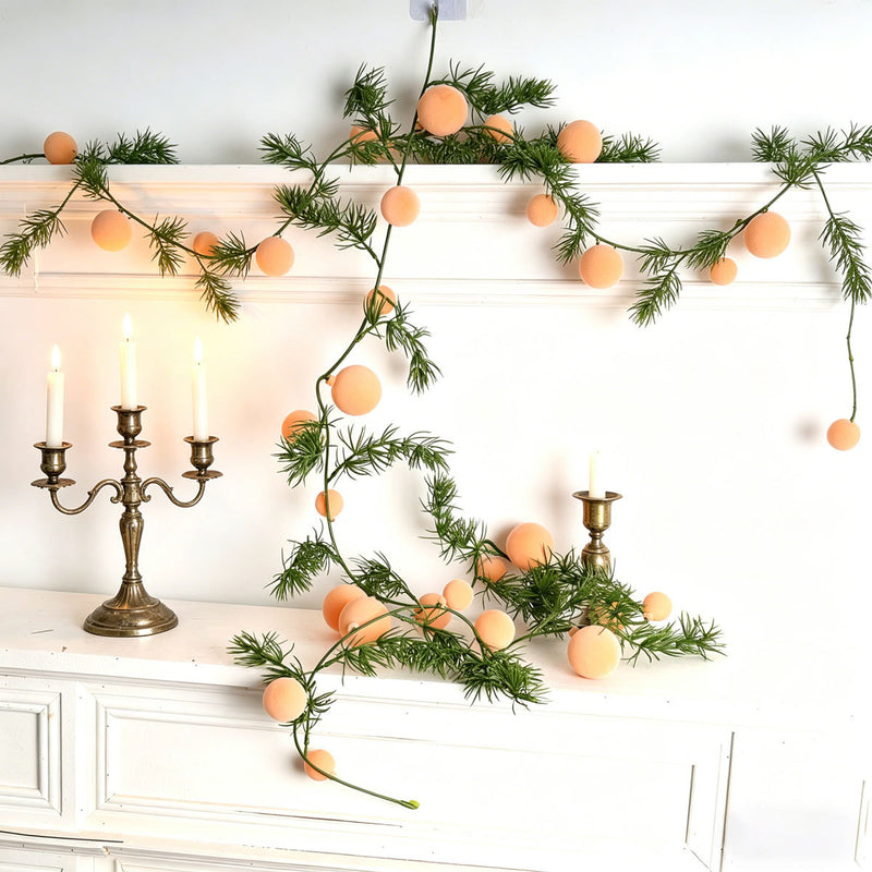 Set of 2 Artificial Pine Garland with Red Berries, 71" Christmas Decor for Fireplace, Windows & Holiday Ambiance