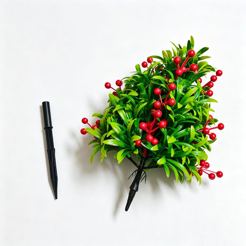 Artificial Podocarpus Plant with Red Berries, 18" Long, Perfect for Home Decor, Wedding Arrangements, and Commercial Displays