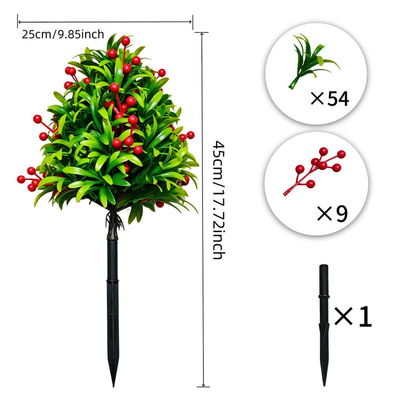 Artificial Podocarpus Plant with Red Berries, 18" Long, Perfect for Home Decor, Wedding Arrangements, and Commercial Displays