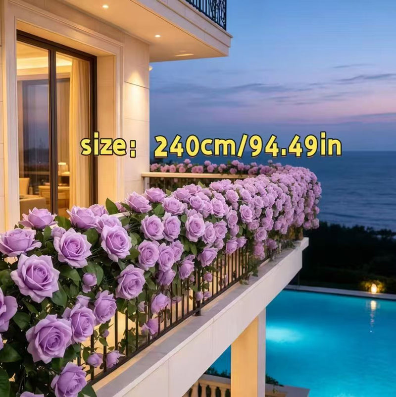 Artificial Rose Vine with 9 Blooms, 94" Long, Silk Flower Garland for Wedding, Home Decor, Bohemian Style