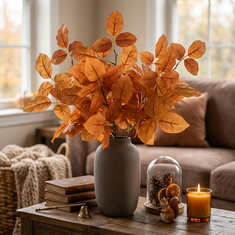 Artificial Maple Leaf Bush, 20" Tall, Realistic Fall Foliage for Home Decor, Wedding Arrangements, and Seasonal Displays