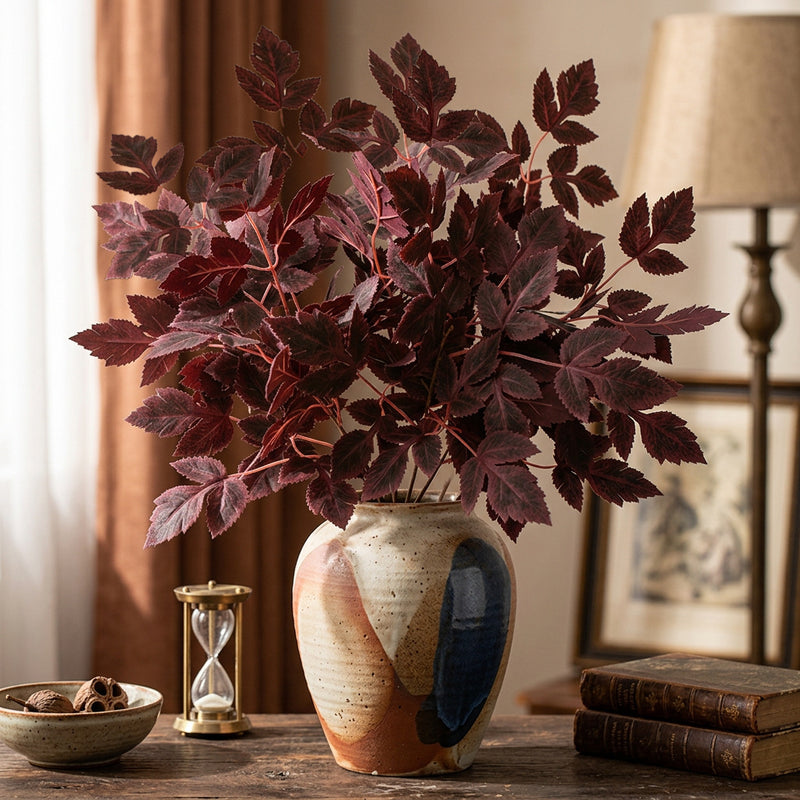 Artificial Maple Leaf Bush, 20" Tall, Realistic Fall Foliage for Home Decor, Wedding Arrangements, and Seasonal Displays