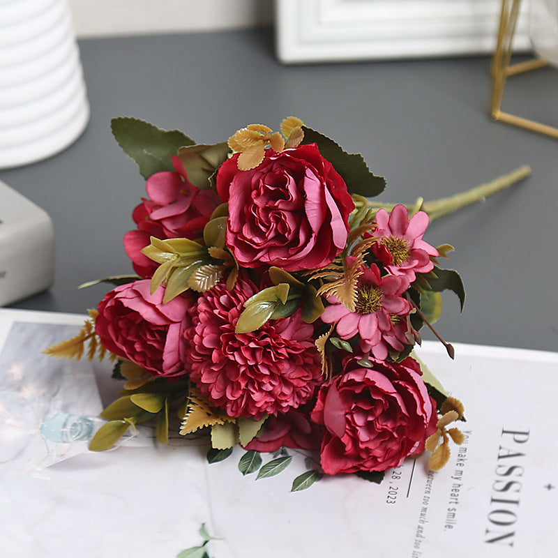 Artificial Silk Austin Flower Bush, 12" Tall, 4 Blooms, Perfect for Home Decor, Wedding Arrangements, and Gift Giving