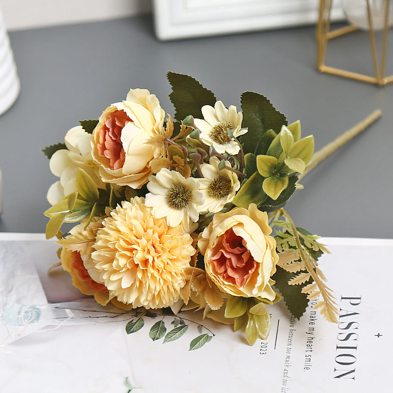 Artificial Silk Austin Flower Bush, 12" Tall, 4 Blooms, Perfect for Home Decor, Wedding Arrangements, and Gift Giving