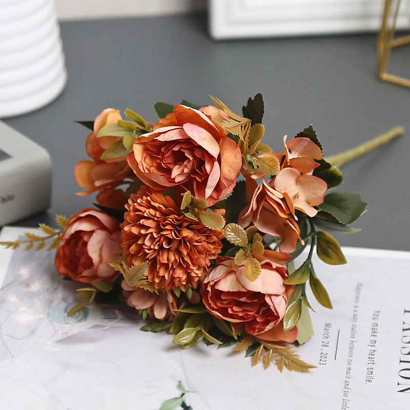 Artificial Silk Austin Flower Bush, 12" Tall, 4 Blooms, Perfect for Home Decor, Wedding Arrangements, and Gift Giving