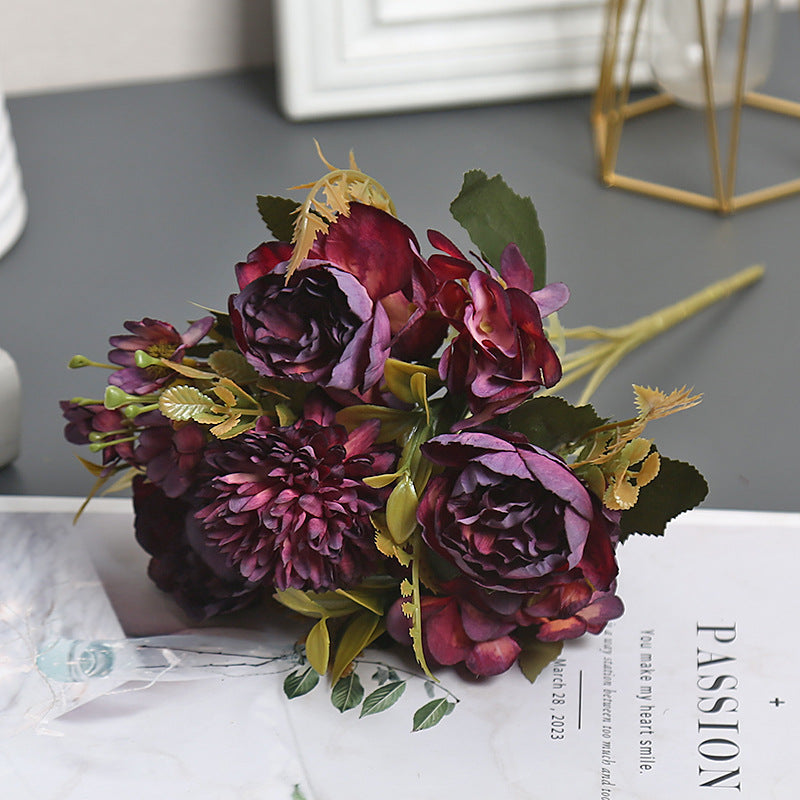 Artificial Silk Austin Flower Bush, 12" Tall, 4 Blooms, Perfect for Home Decor, Wedding Arrangements, and Gift Giving