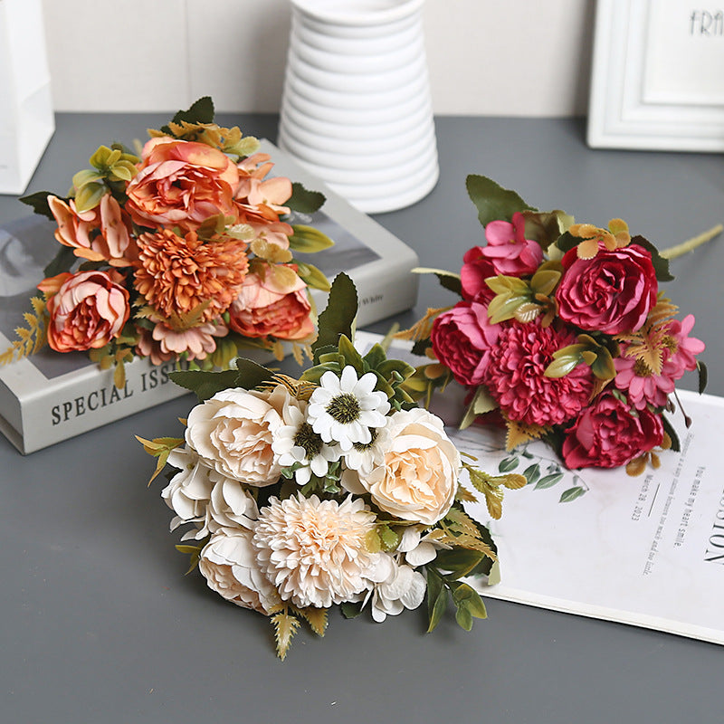 Artificial Silk Austin Flower Bush, 12" Tall, 4 Blooms, Perfect for Home Decor, Wedding Arrangements, and Gift Giving