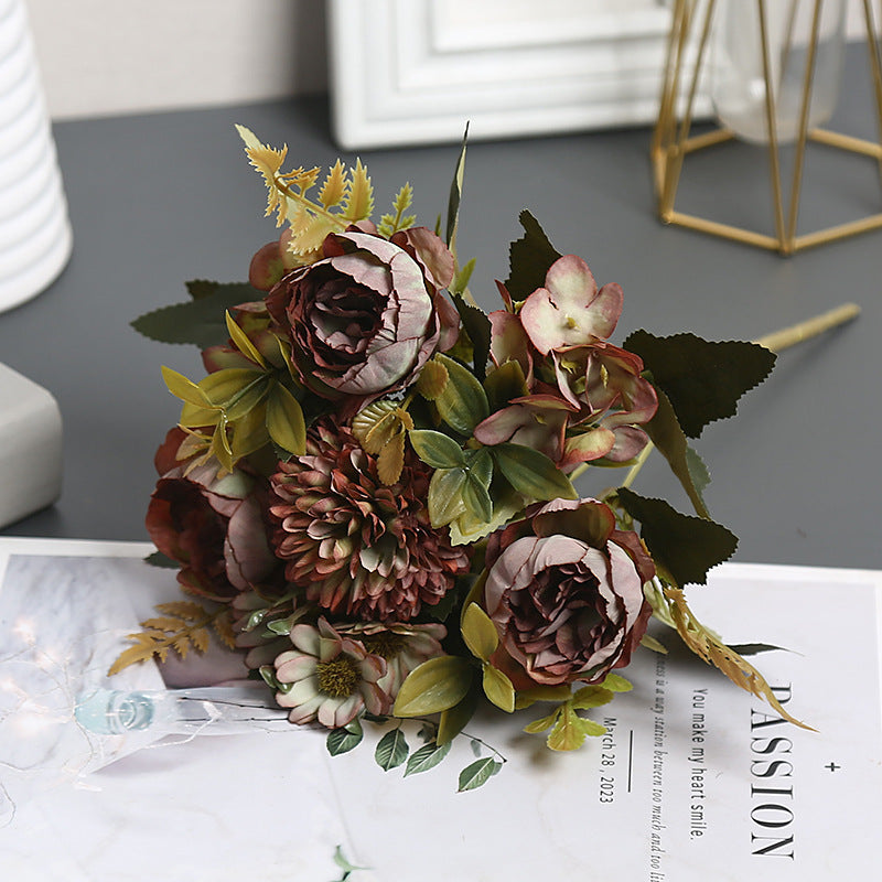 Artificial Silk Austin Flower Bush, 12" Tall, 4 Blooms, Perfect for Home Decor, Wedding Arrangements, and Gift Giving