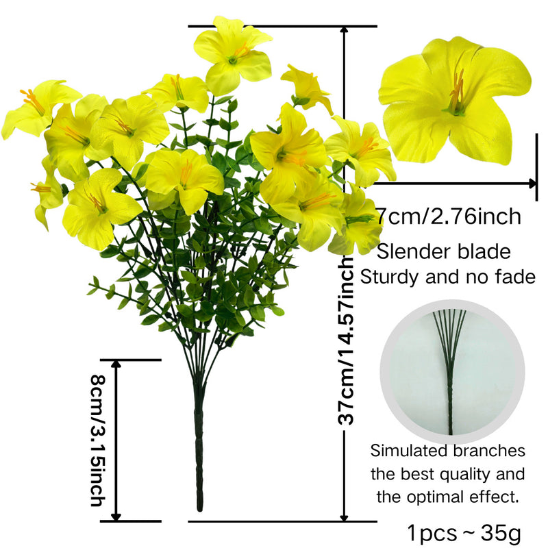 Artificial Eucalyptus Morning Glory Flowers, 15" Tall, Plastic, Indoor Home Decor, Wedding & Event Styling, DIY Floral Arrangements