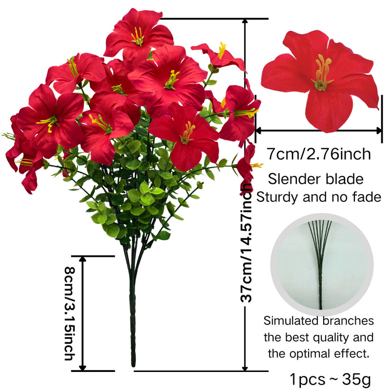 Artificial Eucalyptus Morning Glory Flowers, 15" Tall, Plastic, Indoor Home Decor, Wedding & Event Styling, DIY Floral Arrangements