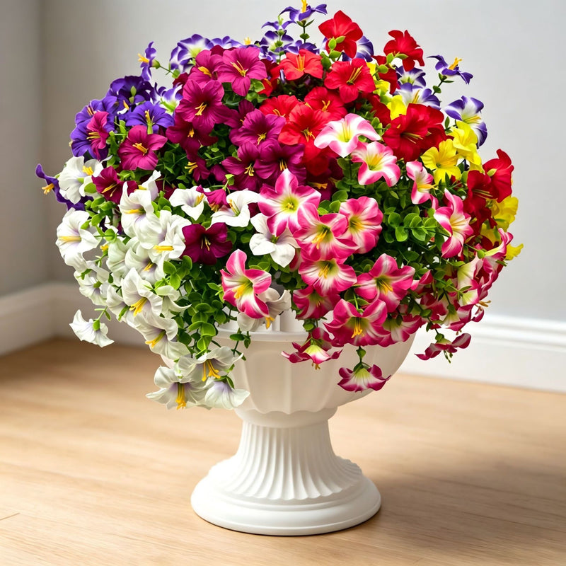 Artificial Eucalyptus Morning Glory Flowers, 15" Tall, Plastic, Indoor Home Decor, Wedding & Event Styling, DIY Floral Arrangements