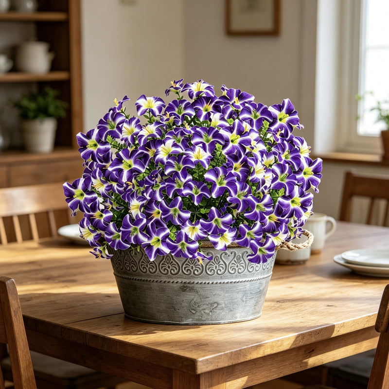 Artificial Eucalyptus Morning Glory Flowers, 15" Tall, Plastic, Indoor Home Decor, Wedding & Event Styling, DIY Floral Arrangements