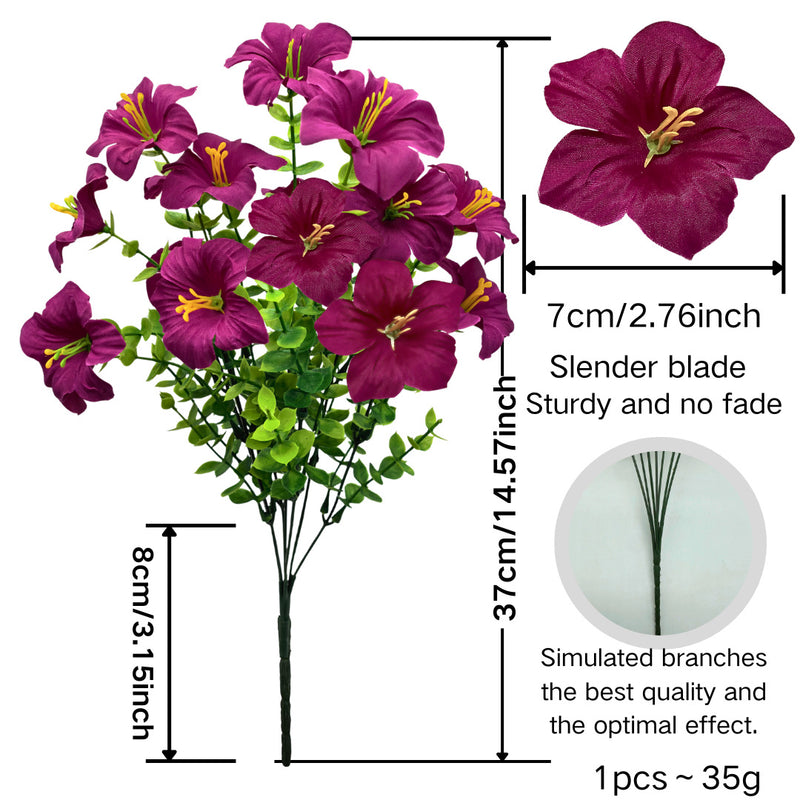 Artificial Eucalyptus Morning Glory Flowers, 15" Tall, Plastic, Indoor Home Decor, Wedding & Event Styling, DIY Floral Arrangements