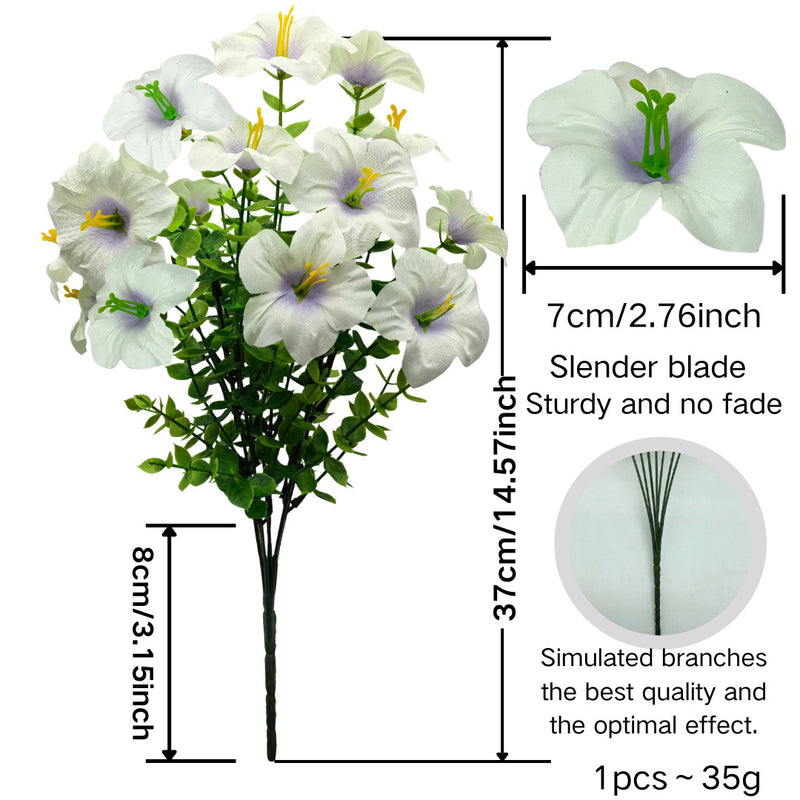 Artificial Eucalyptus Morning Glory Flowers, 15" Tall, Plastic, Indoor Home Decor, Wedding & Event Styling, DIY Floral Arrangements
