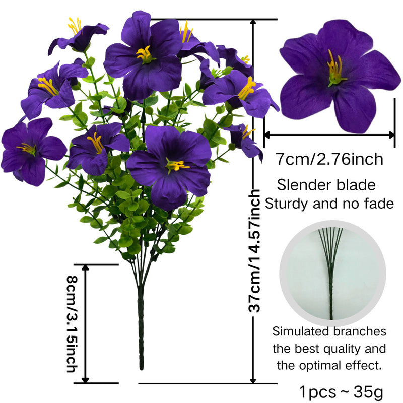 Artificial Eucalyptus Morning Glory Flowers, 15" Tall, Plastic, Indoor Home Decor, Wedding & Event Styling, DIY Floral Arrangements