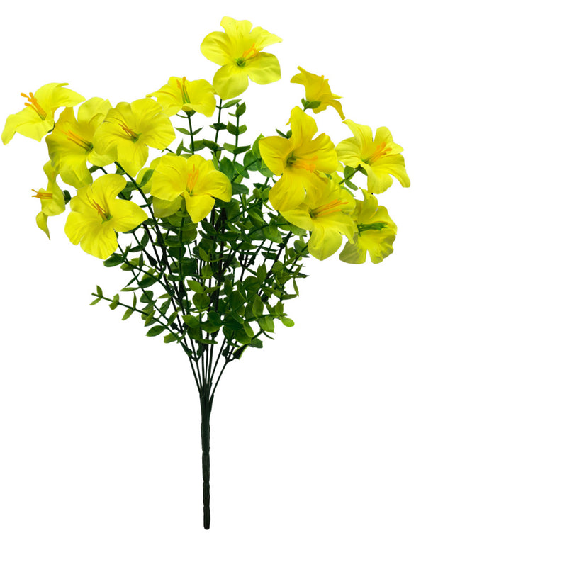 Artificial Eucalyptus Morning Glory Flowers, 15" Tall, Plastic, Indoor Home Decor, Wedding & Event Styling, DIY Floral Arrangements