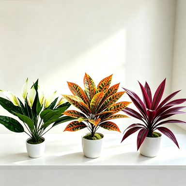 Artificial White Peace Lily & Dracaena Combo Bush, 23" Tall, Set of 3, Indoor Decor, Wedding & Event Styling, Home Arrangement