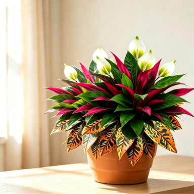 Artificial White Peace Lily & Dracaena Combo Bush, 23" Tall, Set of 3, Indoor Decor, Wedding & Event Styling, Home Arrangement