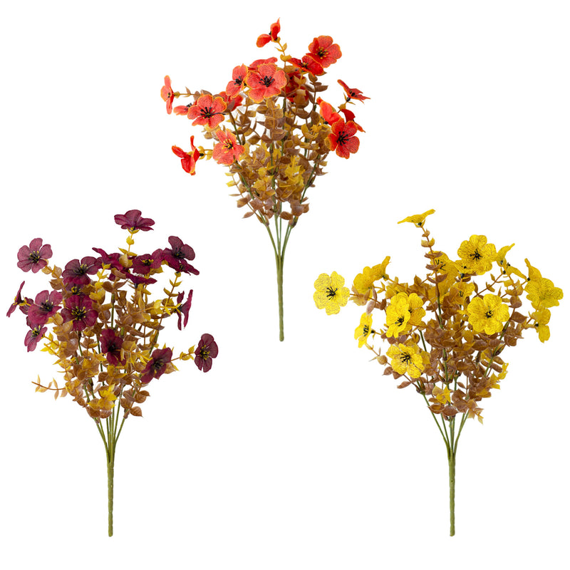 Artificial Eucalyptus Violet Bouquet, 14" Tall, 5-Stem Pack, Indoor Outdoor Decor for Home, Wedding, Events