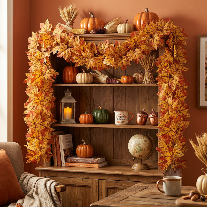 Artificial Maple Leaf Garland Vine, 69" Long, Seasonal Fall Decor, Perfect for Home, Wedding, and Event Styling