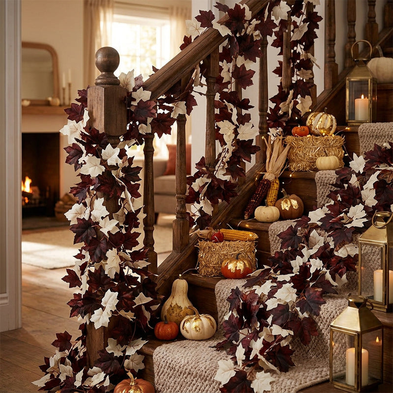 Artificial Maple Leaf Garland Vine, 69" Long, Seasonal Fall Decor, Perfect for Home, Wedding, and Event Styling