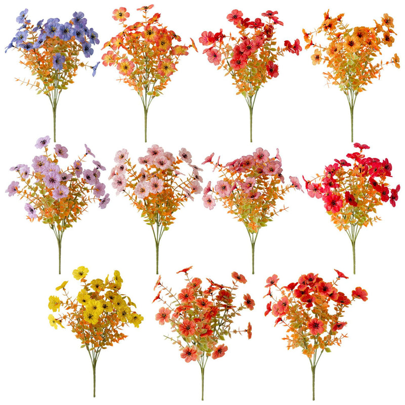 Artificial Eucalyptus Violet Bush, 14" Tall, Mixed Material, Fall-Themed Decor for Home, Weddings, Holidays