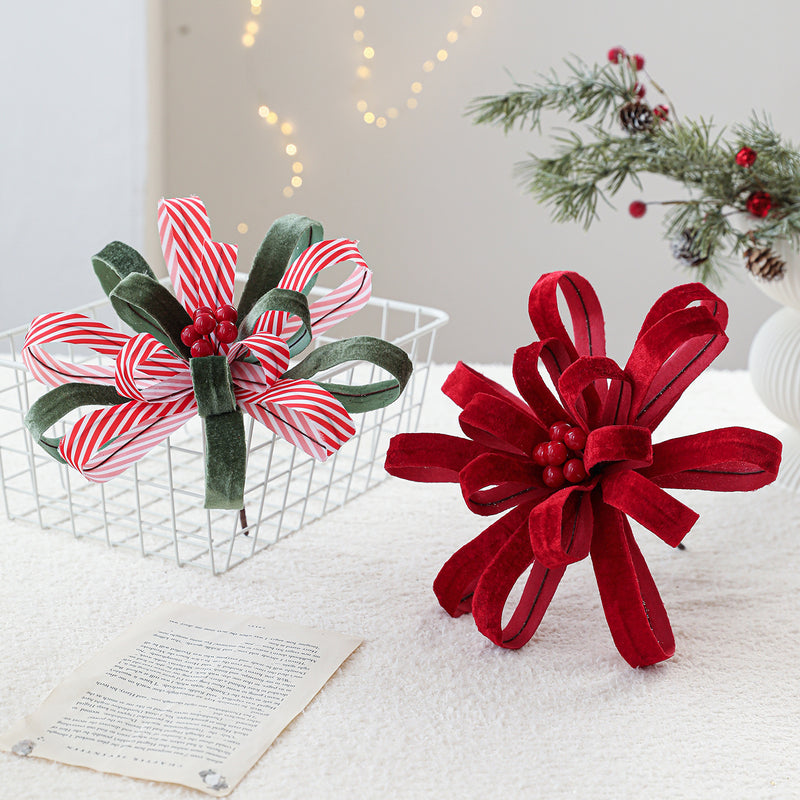 Christmas Holly Berry Artificial Flower Stems, 10" Tall, Red Berries, Luxe Fabric, Seasonal Decor for Holidays, Weddings, Events