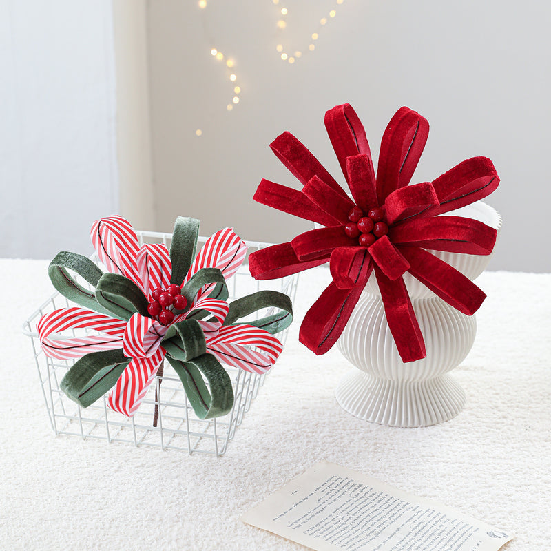 Christmas Holly Berry Artificial Flower Stems, 10" Tall, Red Berries, Luxe Fabric, Seasonal Decor for Holidays, Weddings, Events
