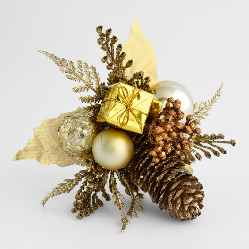 Spruce Pinecone Christmas Branches, 20" Festive Holiday Decor, Gold Red Green Ornamental Stems for Home & Event Styling
