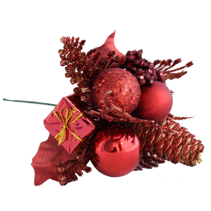 Spruce Pinecone Christmas Branches, 20" Festive Holiday Decor, Gold Red Green Ornamental Stems for Home & Event Styling