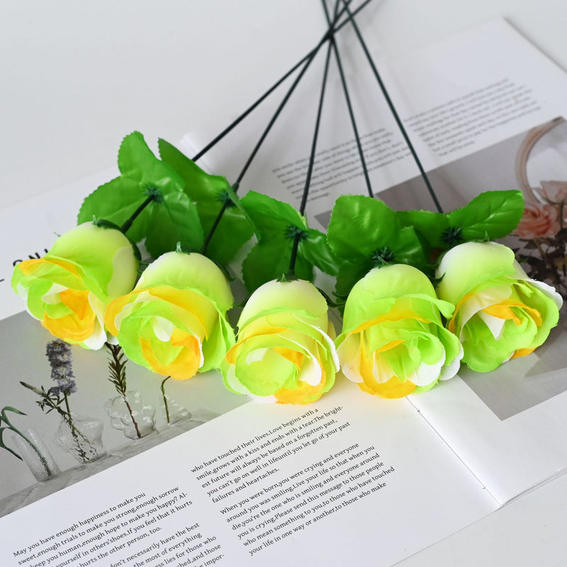Artificial Peacock Rose Stems, 12-Pack Single Stems for DIY Wedding & Holiday Decor, 13" Long with 2" Blooms, Silk Flowers for Centerpieces & Arrangements