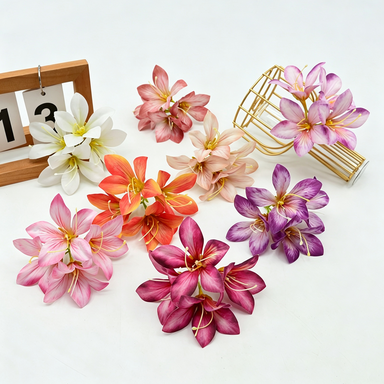 Artificial Silk Bauhinia Flower Clusters, 3-Pack, 5" Long, Perfect for DIY Crafts, Wedding Decor, and Gift Packaging