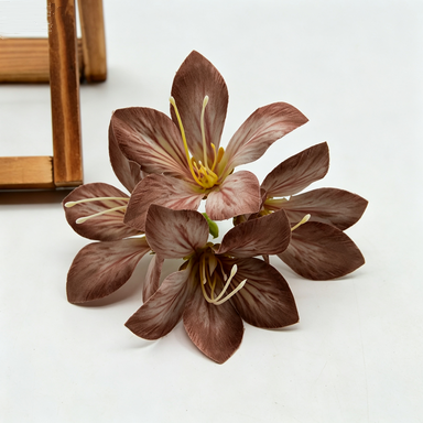 Artificial Silk Bauhinia Flower Clusters, 3-Pack, 5" Long, Perfect for DIY Crafts, Wedding Decor, and Gift Packaging