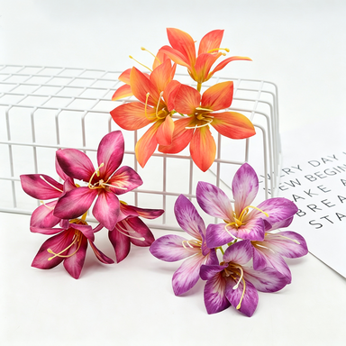 Artificial Silk Bauhinia Flower Clusters, 3-Pack, 5" Long, Perfect for DIY Crafts, Wedding Decor, and Gift Packaging