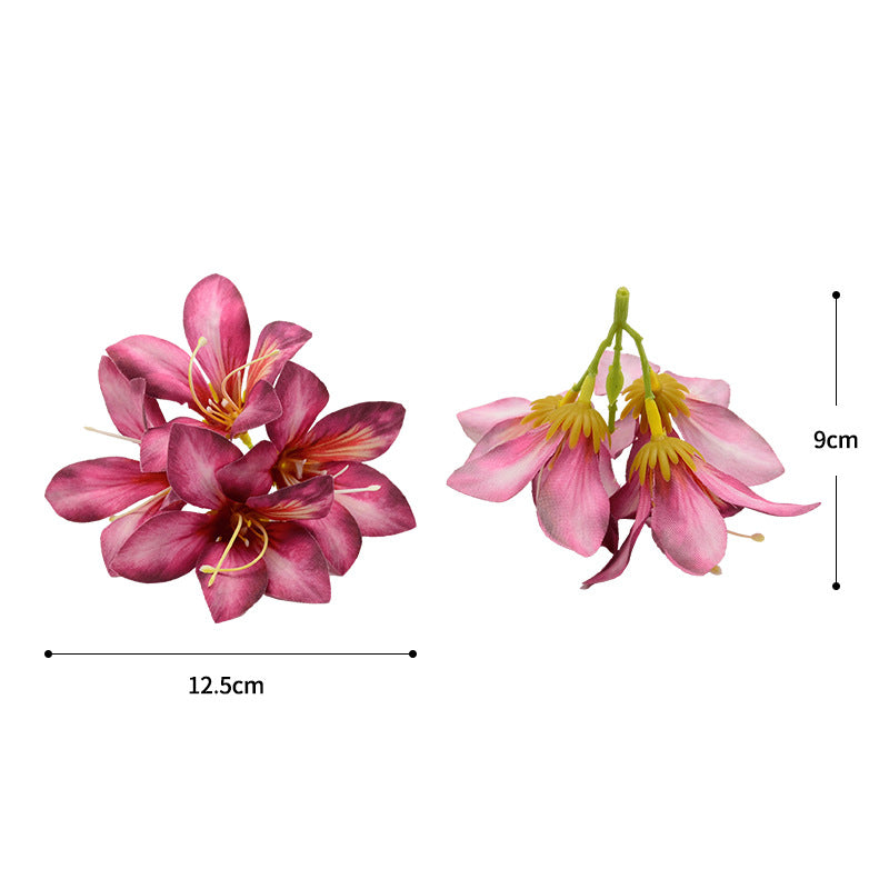 Artificial Silk Bauhinia Flower Clusters, 3-Pack, 5" Long, Perfect for DIY Crafts, Wedding Decor, and Gift Packaging