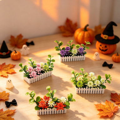 Miniature White Picket Fence with Realistic Flowers, Dollhouse Garden Decor, DIY Miniature Scenery Accessory, 6cm Tall