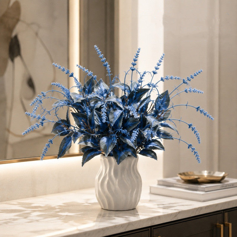 Artificial Perilla Leaf Lavender Bush, 16" Tall, Modern Ins Style, Plastic, Indoor Decor, Wedding & Home Styling