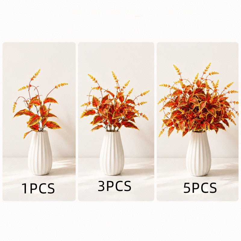 Artificial Perilla Leaf Lavender Bush, 16" Tall, Modern Ins Style, Plastic, Indoor Decor, Wedding & Home Styling