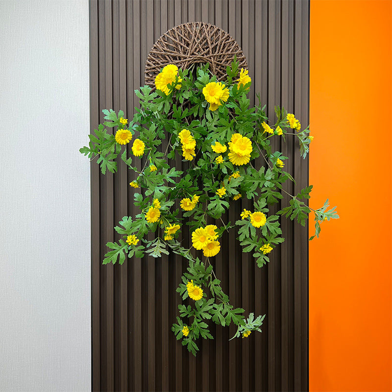Artificial Daisy Vine with Base, 31" Long, Indoor Hanging Plant, Farmhouse Style, Perfect for Home Decor, Weddings, Events