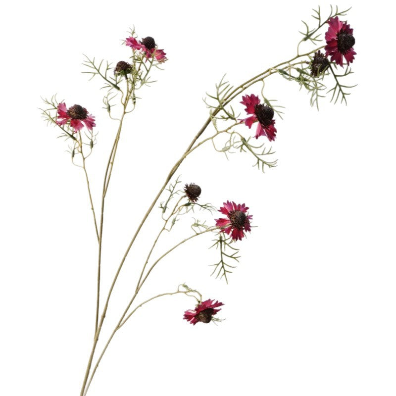 Cosmos Flower Bush, 46" Tall Silk Persian Chrysanthemum, Rustic Floral Arrangement for Weddings, Home Decor