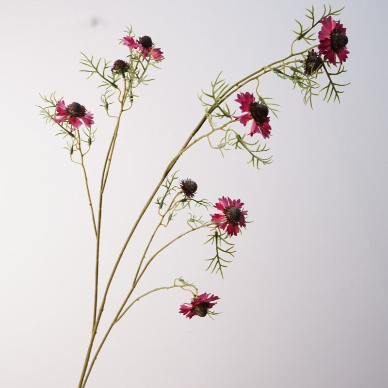 Cosmos Flower Bush, 46" Tall Silk Persian Chrysanthemum, Rustic Floral Arrangement for Weddings, Home Decor
