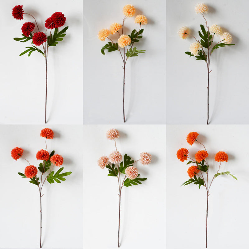 Artificial Chrysanthemum Bush, 20" Tall, Silk Flowers for Wedding Aisle Decor, Home Arrangements, 5 Blooms
