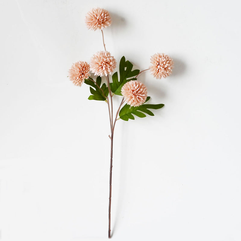Artificial Chrysanthemum Bush, 20" Tall, Silk Flowers for Wedding Aisle Decor, Home Arrangements, 5 Blooms