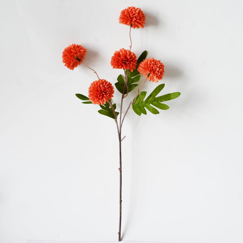Artificial Chrysanthemum Bush, 20" Tall, Silk Flowers for Wedding Aisle Decor, Home Arrangements, 5 Blooms