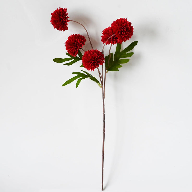 Artificial Chrysanthemum Bush, 20" Tall, Silk Flowers for Wedding Aisle Decor, Home Arrangements, 5 Blooms