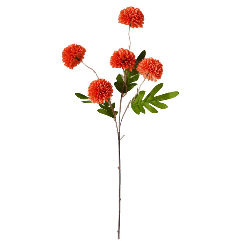 Artificial Chrysanthemum Bush, 20" Tall, Silk Flowers for Wedding Aisle Decor, Home Arrangements, 5 Blooms